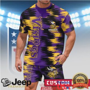 Personalized Minnesota Vikings NFL Purple & Gold Brush Stroke Lifestyle Set