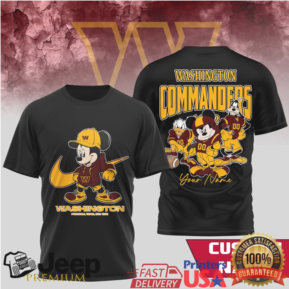 Personalized Washington Commanders Mickey Mouse Disney NFL T Shirt Personalized Washington Commanders Mickey Mouse Disney NFL T Shirt