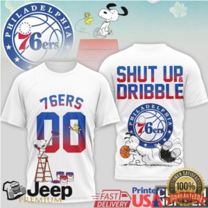 Philadelphia 76ers Snoopy Shut Up & Dribble Custom Number T Shirt