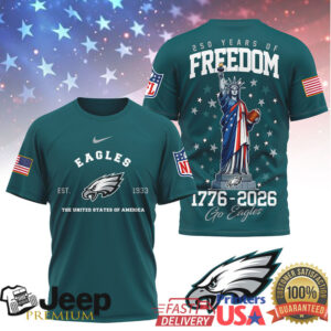 Philadelphia Eagles 250 Years of Freedom 1776 2026 American Patriotic T shirt Philadelphia Eagles 250 Years of Freedom 1776 2026 American Patriotic T shirt