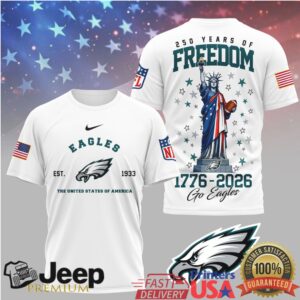 Philadelphia Eagles 250 Years of Freedom 1776 2026 American Patriotic T shirt