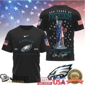 Philadelphia Eagles 250 Years of Freedom 1776 2026 American Patriotic T shirt