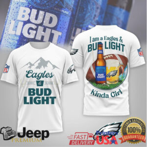 Philadelphia Eagles Bud Light “Kinda Guy Girl” NFL Fan T Shirt Philadelphia Eagles Bud Light “Kinda Guy Girl” NFL Fan T Shirt