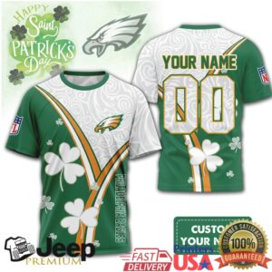 Philadelphia Eagles Custom Name St. Paddy's Day Lucky Clover Apparel