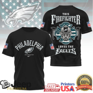Philadelphia Eagles Firefighter T Shirt Birds Fire Dept Distressed T Shirt