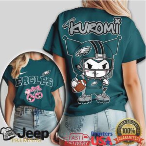 Philadelphia Eagles Kuromi Football Character T Shirt Cute NFL Graphic T Shirt Philadelphia Eagles Kuromi Football Character T Shirt Cute NFL Graphic T Shirt
