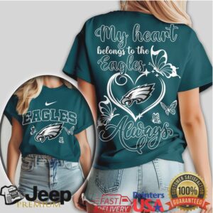 Philadelphia Eagles My Heart Belongs To The Eagles Always Butterfly T Shirt Philadelphia Eagles My Heart Belongs To The Eagles Always Butterfly T Shirt