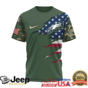 Philadelphia Eagles Salute to Service T Shirt Eagles Soldier American Flag