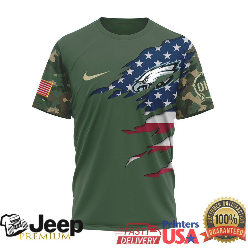 Philadelphia Eagles Salute to Service T Shirt Eagles Soldier American Flag Philadelphia Eagles Salute to Service T Shirt Eagles Soldier American Flag