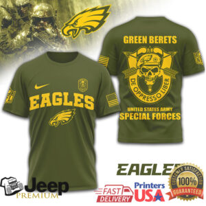 Philadelphia Eagles US Army Green Berets Special Forces Military T Shirt Philadelphia Eagles US Army Green Berets Special Forces Military T Shirt
