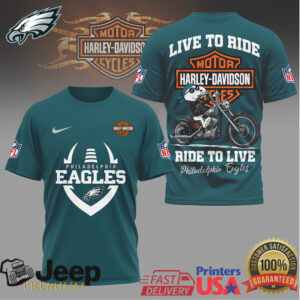 Philadelphia Eagles x Harley Davidson Live To Ride Motorcycle T Shirt Philadelphia Eagles x Harley Davidson Live To Ride Motorcycle T Shirt