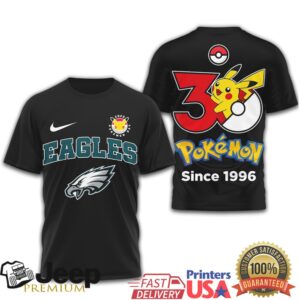 Philadelphia Eagles x Pokémon Pikachu 30th Anniversary T Shirt Since 1996