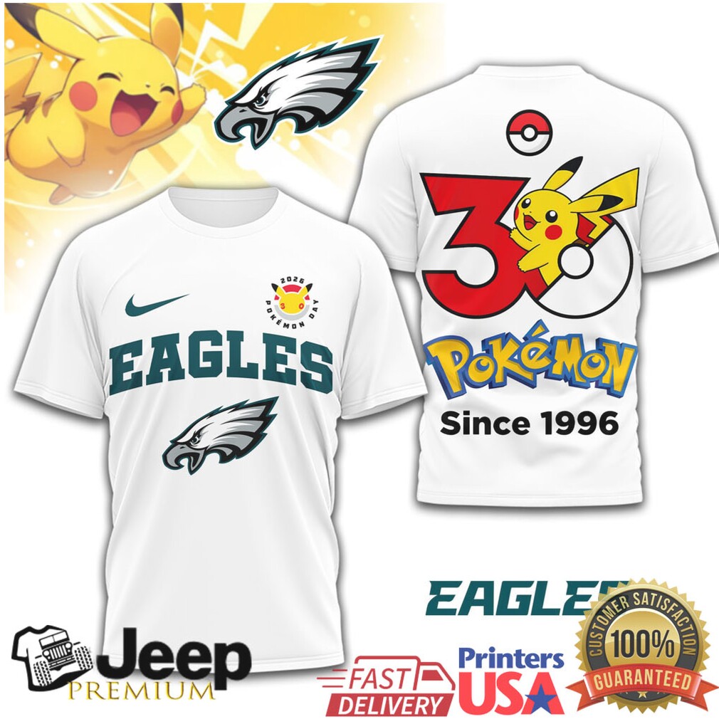 Philadelphia Eagles x Pokémon Pikachu 30th Anniversary T Shirt Since 1996 Philadelphia Eagles x Pokémon Pikachu 30th Anniversary T Shirt Since 1996