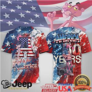 Pink Panther A is for America 250 Years of Freedom USA Flag T shirt Pink Panther A is for America 250 Years of Freedom USA Flag T shirt