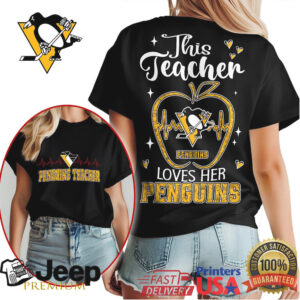 Pittsburgh Penguins Teacher T Shirt This Teacher Loves Her Penguins Hockey Pittsburgh Penguins Teacher T Shirt This Teacher Loves Her Penguins Hockey