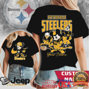 Pittsburgh ST Shirtlers Disney Characters Custom Name Black T Shirt