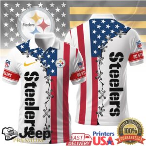 Pittsburgh ST Shirtlers NFL Patriotic USA Flag Stitched Polo