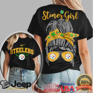Pittsburgh ST shirtlers Stoner Girl Messy Bun Bandana T Shirt Pittsburgh ST shirtlers Stoner Girl Messy Bun Bandana T Shirt