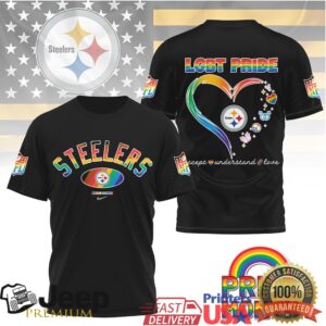 Pittsburgh Steelers Pride Month Rainbow Heart Accept Understand Love NFL Graphic T Shirt