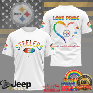 Pittsburgh Steelers Pride Month Rainbow Heart Accept Understand Love NFL Graphic T Shirt