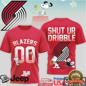 Portland Trail Blazers Snoopy Shut Up and Dribble Custom Number T Shirt Portland Trail Blazers Snoopy Shut Up and Dribble Custom Number T Shirt