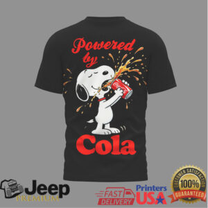 Powered by Coca Cola Snoopy and Woodstock Black Graphic T Shirt