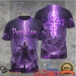 Prince Purple Rain Symbolic Lightning Graphic Tribute T Shirt