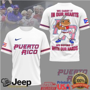 Puerto Rico Baseball “We Defend It With Our Hands” Coqui Frog Mascot T Shirt