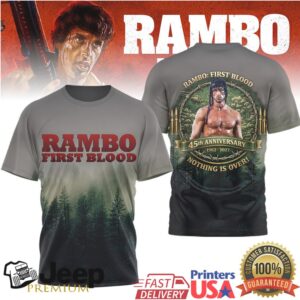 Rambo First Blood 45th Anniversary Nothing Is Over Forest Camo Graphic T Shirt & Apparel Rambo First Blood 45th Anniversary Nothing Is Over Forest Camo Graphic T Shirt & Apparel