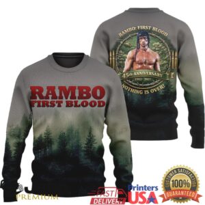 Rambo First Blood 45th Anniversary Nothing Is Over Forest Camo Graphic T Shirt & Apparel