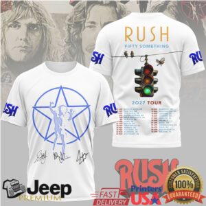 Rush Fifty Something 2027 World Tour Double Sided Graphic T Shirt Rush Fifty Something 2027 World Tour Double Sided Graphic T Shirt