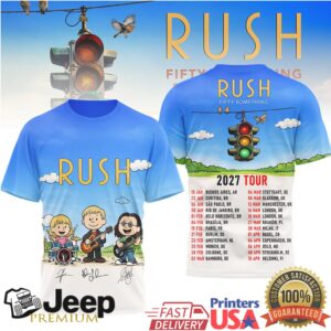 Rush Fifty Something 2027 World Tour Peanuts Fan Art T Shirt Rush Fifty Something 2027 World Tour Peanuts Fan Art T Shirt