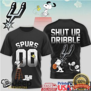 San Antonio Spurs Snoopy Shut Up and Dribble Custom Numbered T Shirt