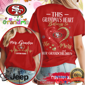 San Francisco 49ers Grandma Custom Name T Shirt Football Grandma Heart Design San Francisco 49ers Grandma Custom Name T Shirt Football Grandma Heart Design