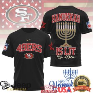San Francisco 49ers Hanukkah Is Lit Menorah T Shirt San Francisco 49ers Hanukkah Is Lit Menorah T Shirt