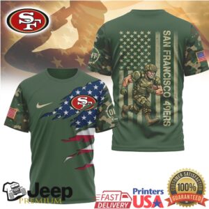 San Francisco 49ers Military Appreciation Camo T Shirt Patriotic Soldier Design