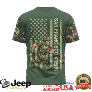 San Francisco 49ers Military Appreciation Camo T Shirt Patriotic Soldier Design