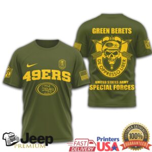 San Francisco 49ers Special Forces Green Berets Army Olive Drab T Shirt