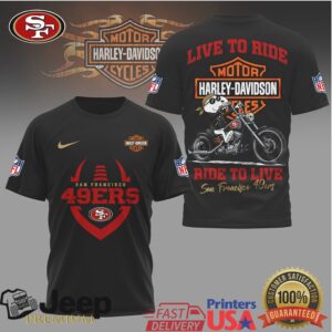 San Francisco 49ers x Harley Davidson Live To Ride Graphic T Shirt