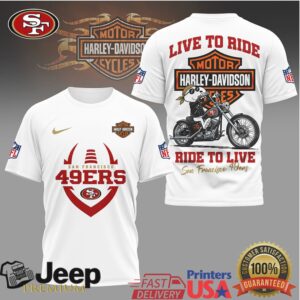 San Francisco 49ers x Harley Davidson “Ride to Live” Motorcycle NFL T Shirt San Francisco 49ers x Harley Davidson “Ride to Live” Motorcycle NFL T Shirt