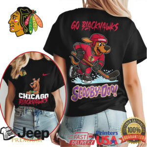 Scooby Doo Chicago Blackhawks “Go Blackhawks” NHL Graphic T Shirt