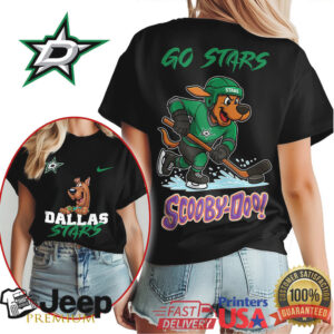 Scooby Doo Dallas Stars “Go Stars” Hockey Mascot Graphic T Shirt