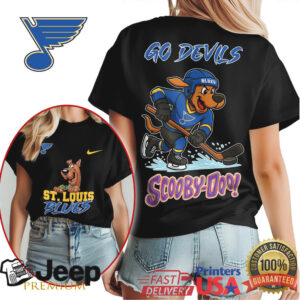Scooby Doo St. Louis Blues Hockey Player T Shirt Go Blues Cartoon Shirt