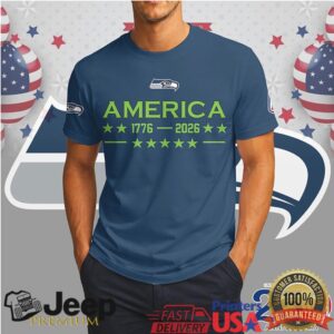Seattle Seahawks America 250th Anniversary Patriotic Skull Navy T Shirt Seattle Seahawks America 250th Anniversary Patriotic Skull Navy T Shirt