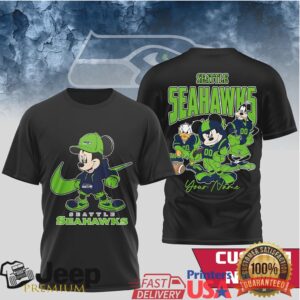 Seattle Seahawks Mickey & Friends Disney Custom Name NFL Shirt Seattle Seahawks Mickey & Friends Disney Custom Name NFL Shirt
