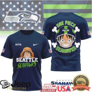 Seattle Seahawks x One Piece Luffy Anime Helmet Fan T Shirt Seattle Seahawks x One Piece Luffy Anime Helmet Fan T Shirt
