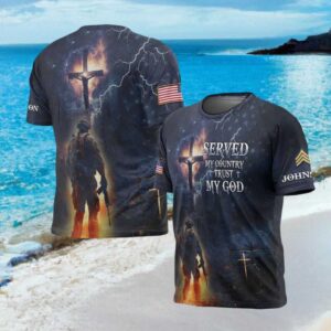 Served My Country Trust My God Soldier Cross Religious Veteran T Shirt