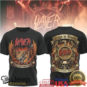 Slayer Reign In Blood Thrash Metal Skull & Guitar T Shirt Slayer Reign In Blood Thrash Metal Skull & Guitar T Shirt