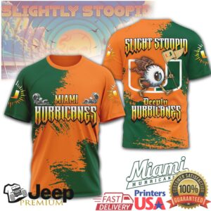 Slightly Stoopid x Miami Hurricanes Deeply Hurricanes 3D Split Color T Shirt Slightly Stoopid x Miami Hurricanes Deeply Hurricanes 3D Split Color T Shirt