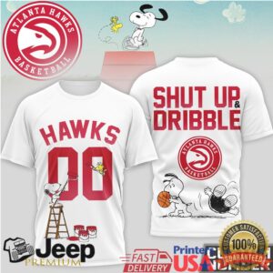 Snoopy Atlanta Hawks Shut Up and Dribble Custom Number T Shirt